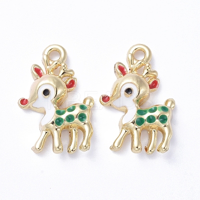 Golden Plated Alloy Enamel Pendants ENAM-D040-E02-G-1