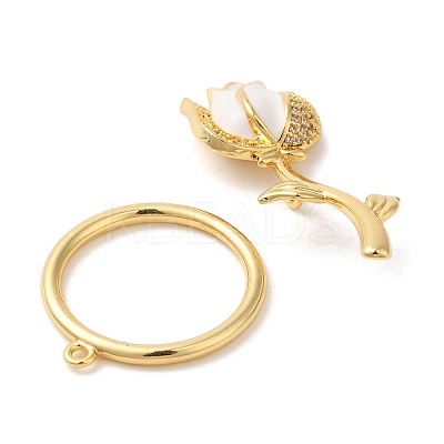Brass Micro Pave Clear Cubic Zirconia Toggle Clasps KK-A227-20G-1
