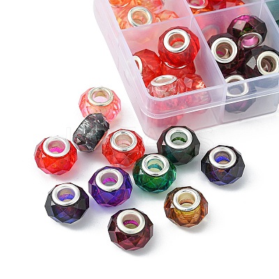 70Pcs 10 Colors Transparent Resin European Beads RPDL-YW0001-05-1