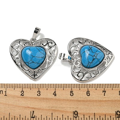 Synthetic BlueTurquoise Peach Love Heart Pendants G-G158-01F-1