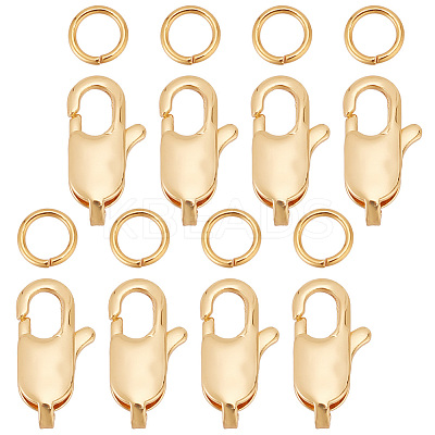 30Pcs Brass Lobster Claw Clasps with 30Pcs Open Jump Rings KK-GO0001-15-1