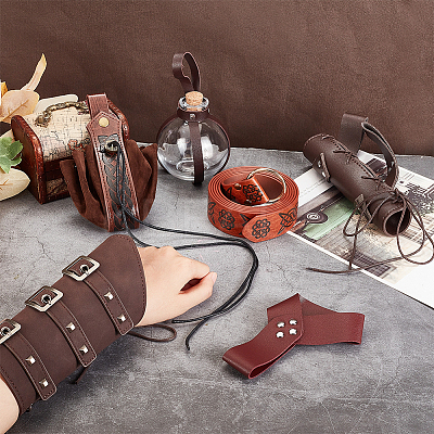 PU Leather Cord Bracelet & Chain Belt AJEW-OC0004-77A-1