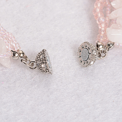 Rose Quartz Multi-strand Bracelets LS-BJEW-L488-03-1