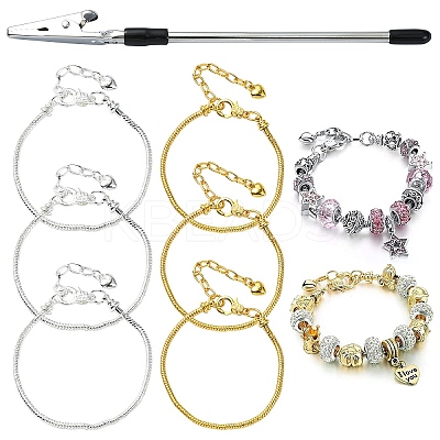 6Pcs 2 Colors Brass European Style Bracelet Making MAK-YW0001-16-1