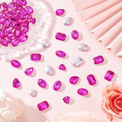 64Pcs 4 Style Glass Rhinestone Cabochons RGLA-FG0001-12-1