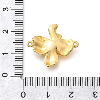 Brass Clear Cubic Zirconia Flower Connector Charms KK-B131-06G-1