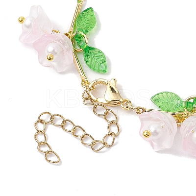 Flower Glass & Acrylic Charm Bracelets BJEW-JB10443-04-1