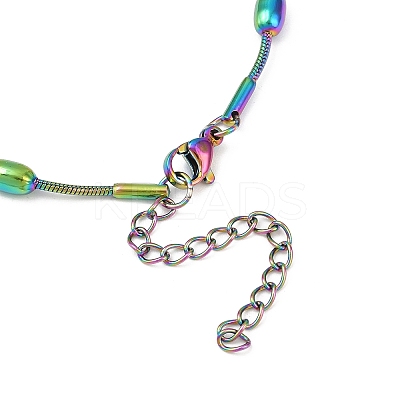 Ion Plating(IP) 304 Stainless Steel Round Snake Chain Bracelet with Oval Beaded BJEW-E088-03RC-1