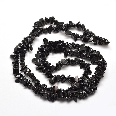 Natural Obsidian Chip Bead Strands X-G-M205-06-1