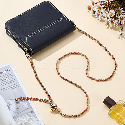 PU Leather & Piatinum Alloy Handbag Chain Straps PURS-WH0008-01G-03-1
