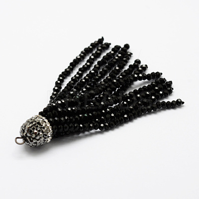 Electroplate Glass Bead Tassel Big Pendants X-EGLA-P023-07-1