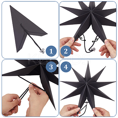 6Pcs 3 Colors Paper Star Pendant Decorations HJEW-GF0001-66B-1