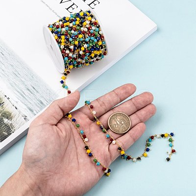 3.28 Feet Handmade Glass Beaded Chains X-AJEW-P061-A03-1