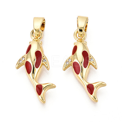 Brass Micro Pave Cubic Zirconia and Enamel Pendants KK-T074-67G-02-1