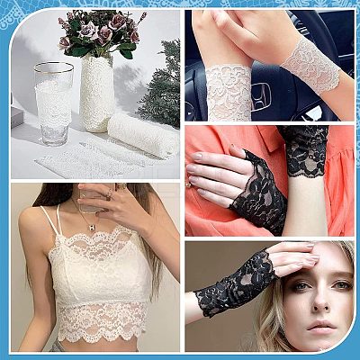 4 Yards 2 Colors Nylon Flower Leaf Wavy Edge Lace Trim OCOR-GF0002-60-1