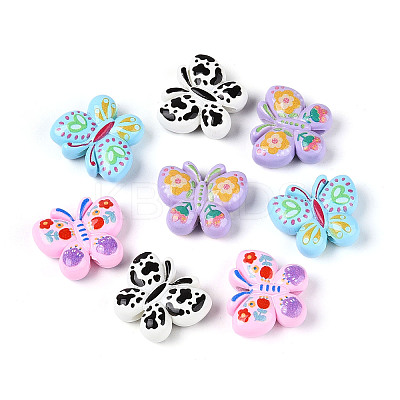 Baking Paint Printed Opaque Acrylic Beads MACR-N018-10-1