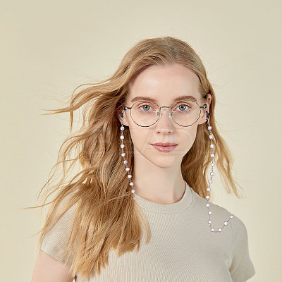 Rhinestone & Alloy Beaded Chains Neck Strap for Eyeglasses AJEW-WH0609-307KCG-1