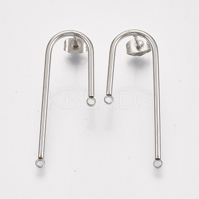 Left and Right Non-Tarnish 304 Stainless Steel Stud Earring Findings LS-X-STAS-S079-143A-1