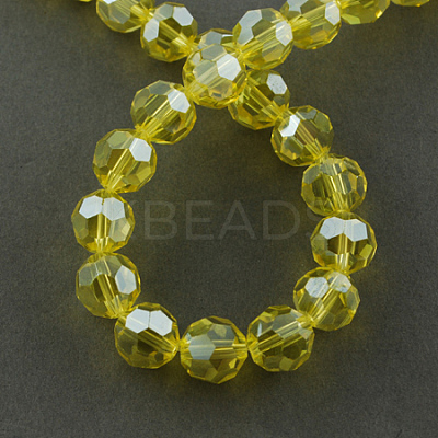 Faceted(32 Facets) Electroplate Glass Bead Strands X-EGLA-R015-8mm-26-1