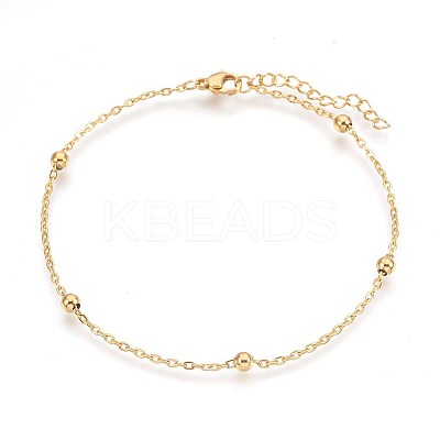 Ion Plating(IP) 304 Stainless Steel Cable Chain Anklets LS-AJEW-P069-03G-1