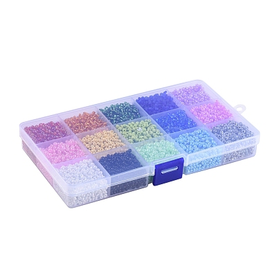 180G 15 Colors 8/0 Glass Seed Beads SEED-YW0001-86-1