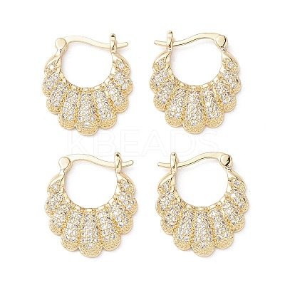 Flower Clear Cubic Zirconia Hoop Earrings EJEW-M216-09G-1