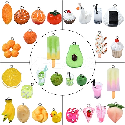 30Pcs 6 Styles Opaque Resin Pendants RESI-YW0001-67A-1