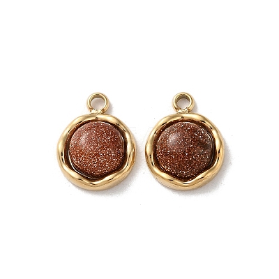 Synthetic Goldstone Half Round Charms STAS-L022-393G-01-1