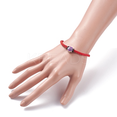 Flower Braided Bead Bracelet BJEW-JB07684-1