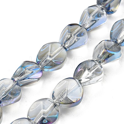 Full Rainbow Plated Electroplate Transparent Glass Beads Strands EGLA-G037-04A-FR01-1