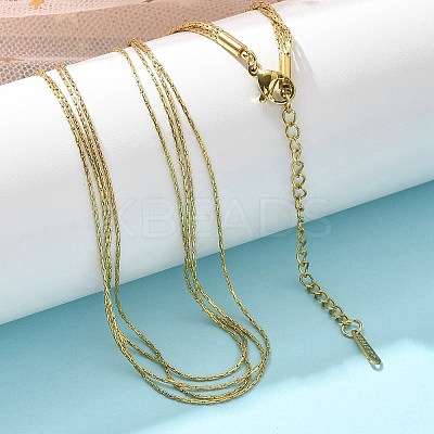 304 Stainless Steel Boston Link Chain Multi-strand Necklaces for Women NJEW-C084-02G-1
