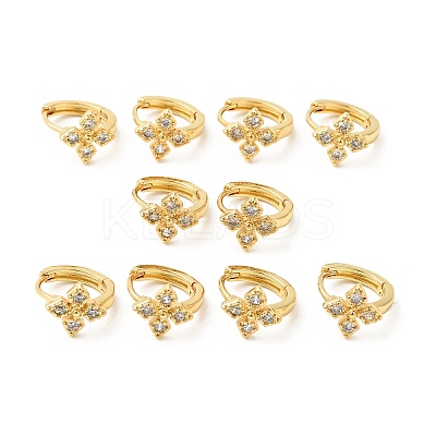 Cubic Zirconia Flower Hoop Earrings EJEW-G312-17G-02-1