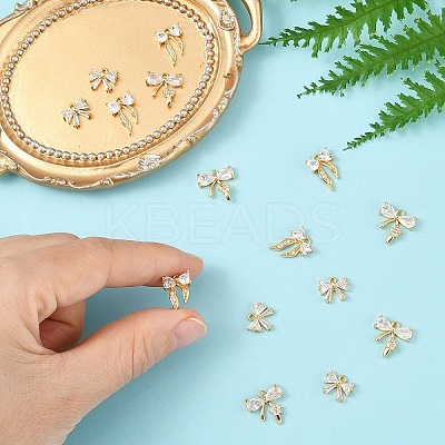 10Pcs Brass Micro Pave Cubic Zirconia Pendants KK-YW0003-15-1