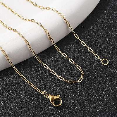 Ion Plating(IP) 304 Stainless Steel Cable Chains Necklaces MAK-L015-37B-1