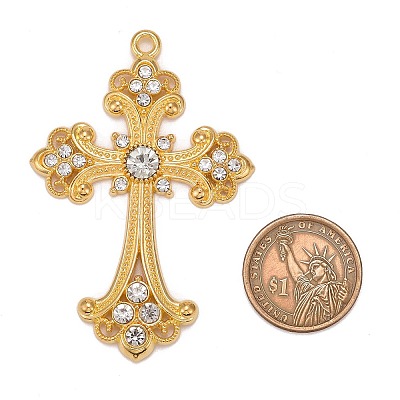 Alloy Rhinestone Cross Big Pendants LS-ALRI-1475-G-RS-1