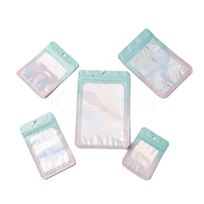 50Pcs 5 Styles Rectangle Glitter Holographic PVC Resealable Packaging Bags ABAG-FP0001-06A-1