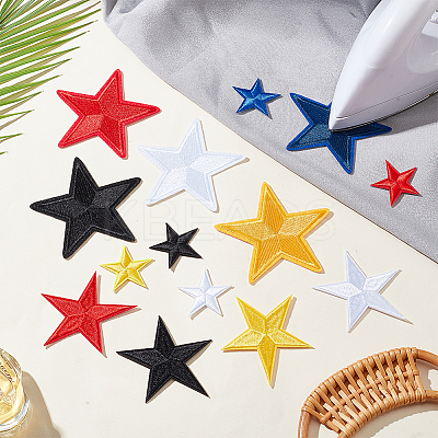 43Pcs 14 Style Star Computerized Embroidery Cloth Iron on/Sew on Patches DIY-PH0021-13-1