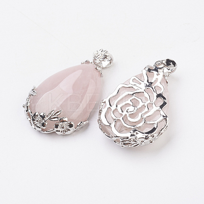 Valentine Gifts Idea for Guys Natural Rose Quartz Pendants G-Q689-10-1