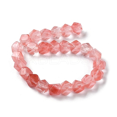 Cherry Quartz Glass Star Cut Round Beads Strands G-M418-C11-01-1