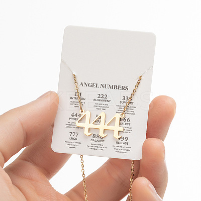 201 Stainless Steel Angel Number Pendant Necklaces for Women FS-WG21275-07-1