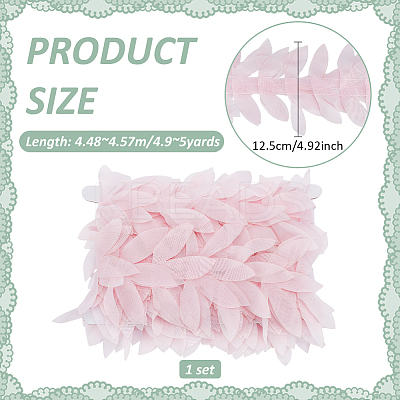 4.9~5 Yards Polyester Leaf Lace Ribbon DIY-FG0002-84-1