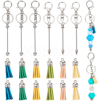 DIY Alloy & Aluminum Alloy Bar Beadable Keychain Making Kits DIY-TA0012-43P-1
