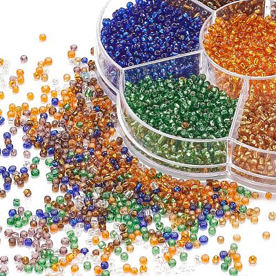 7 Colors Glass Round Seed Beads SEED-YW0001-24A-02-1