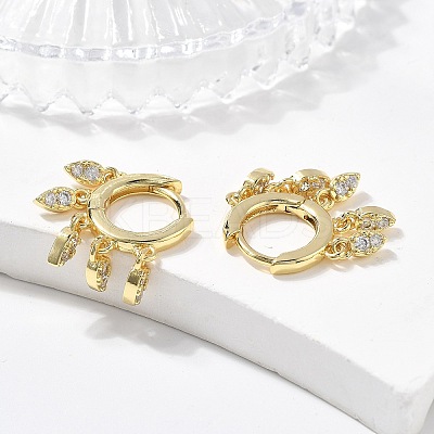Brass Micro Pave Clear Cubic Zirconia Huggie Hoop Earrings EJEW-K083-45G-1