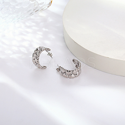 304 Stainless Steel Heart Stud Earrings TF9236-01-1