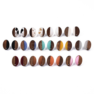 Resin & Walnut Wood Stud Earring Findings MAK-N032-004A-1