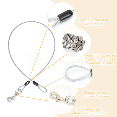 2Pcs 2 Colors Steel Wire Chew-Proof Dog Leash Extension AJEW-GO0001-39-1