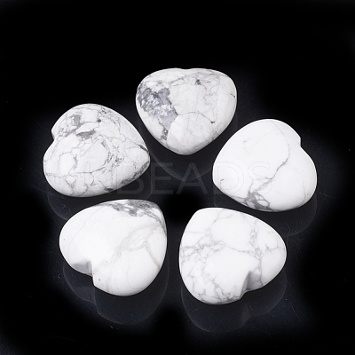 Natural Howlite Heart Palm Stone X-G-S295-08C-1