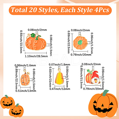 80Pcs 20 Styles Thanksgiving Day Theme Alloy Enamel Pendants ENAM-SC0006-85-1