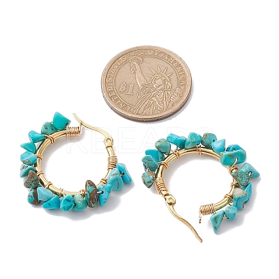 Natural Gemstone Hoop Earring EJEW-JE05709-1